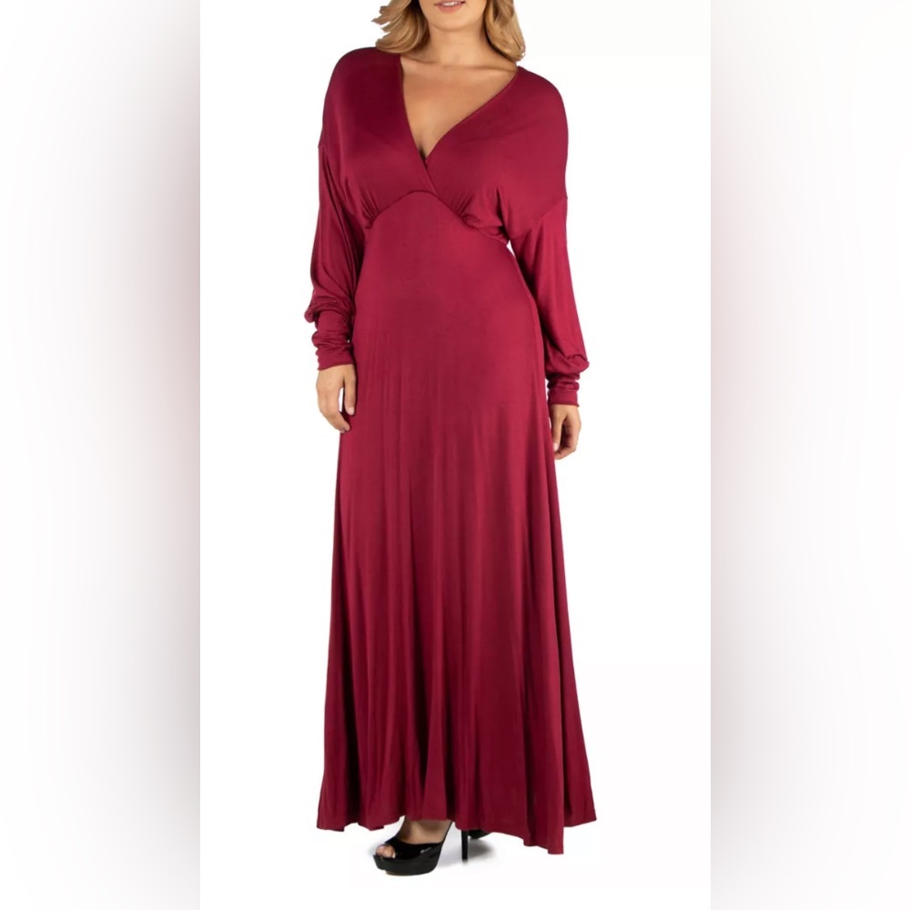 24seven Plus Size Formal Long Sleeve Maxi Dress